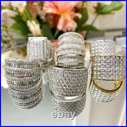 Jtv Bella Luce Sterling Silver 925 Cubic Zirconia Cz Cluster Cocktail Rings Lot