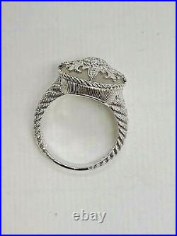Judith Ripka 925 Silver DMQ Cubic Zirconia and MOP Round Statement Ring Size 10