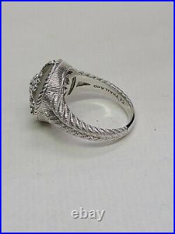 Judith Ripka 925 Silver DMQ Cubic Zirconia and MOP Round Statement Ring Size 10