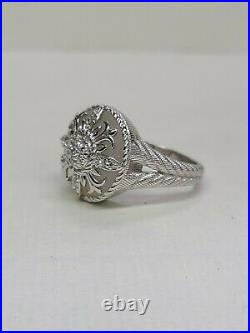 Judith Ripka 925 Silver DMQ Cubic Zirconia and MOP Round Statement Ring Size 10