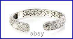 Judith Ripka 925 Sterling Silver Hinged Cuff Bangle Bracelet Cubic Zirconia