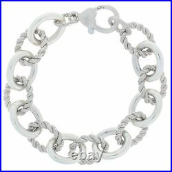 Judith Ripka Cable Chain Bracelet 6 3/4 -Sterling Silver Cubic Zirconia Accents