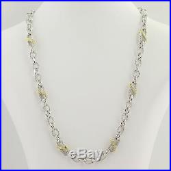 Judith Ripka Cubic Zirconia Necklace 20 Sterling Silver & Gold Plated