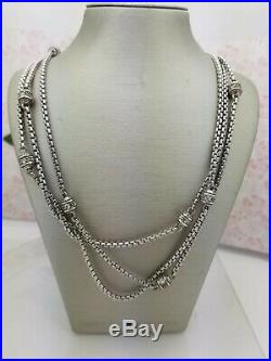 Judith Ripka Cubic Zirconia Necklace-Estate Silver-Vintage Three Strand-SS 925