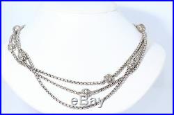 Judith Ripka Cubic Zirconia Necklace-Estate Silver-Vintage Three Strand-SS 925