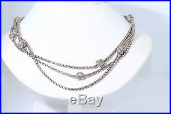 Judith Ripka Cubic Zirconia Necklace-Estate Silver-Vintage Three Strand-SS 925
