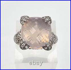 Judith Ripka Cushion Cut Cubic Zirconia Sterling Silver Cocktail Ring Size 9.5