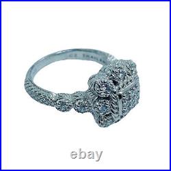 Judith Ripka Elegant Sterling Silver Pave Cubic Zirconia square Ring size 11