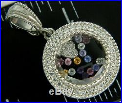 Judith Ripka Floating Cubic Zirconia Colorful Sterling Silver Enhancer Pendant