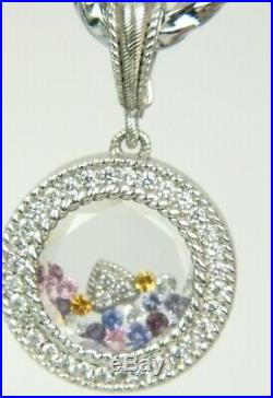 Judith Ripka Floating Cubic Zirconia Colorful Sterling Silver Enhancer Pendant