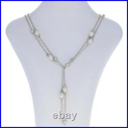 Judith Ripka Freshwater Pearl & Cubic Zirconia Necklace 53 1/4 Sterling Cable