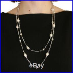 Judith Ripka Freshwater Pearl & Cubic Zirconia Necklace 53 1/4 Sterling Cable