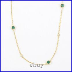 Judith Ripka Gold Sterling Silver Green Cubic Zirconia Station Necklace