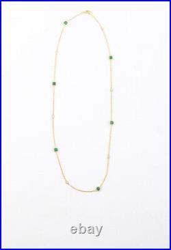 Judith Ripka Gold Sterling Silver Green Cubic Zirconia Station Necklace