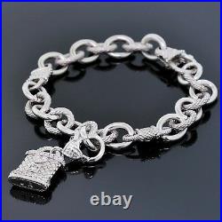 Judith Ripka Jewelry 925 Sterling Silver Cubic Zirconia Heart Padlock Bracelet