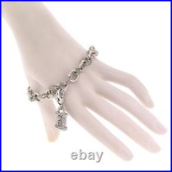 Judith Ripka Jewelry 925 Sterling Silver Cubic Zirconia Heart Padlock Bracelet