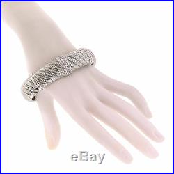 Judith Ripka Jewelry Sterling Silver CZ Cubic Zirconia Cable Wide Cuff Bracelet