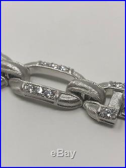 Judith Ripka Jewelry Sterling Silver Cubic Zirconia Rectangle Cable Bracelet NEW