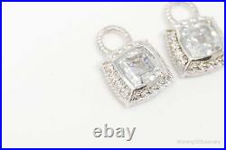 Judith Ripka Large Cubic Zirconia Cable Sterling Silver Charm Pendant Set
