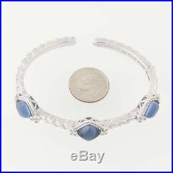 Judith Ripka London Blue Topaz & Cubic Zirconia Cuff Bracelet 6 Sterling Silver