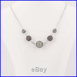Judith Ripka Pave Cubic Zirconia Ball Necklace Sterling Silver Adjustable