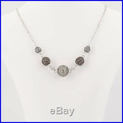 Judith Ripka Pave Cubic Zirconia Ball Necklace Sterling Silver Adjustable