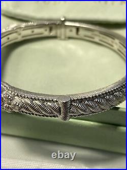 Judith Ripka Sterling 925 Silver Green Stone Cz Cubic Zirconia Bangle Bracelet