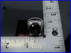 Judith Ripka Sterling Onyx Diamonique (Cubic Zirconia) Monaco Ring Size 7 C85