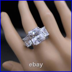 Judith Ripka Sterling Silver 3 Stone Cubic Zirconia Ring, Size 11.25