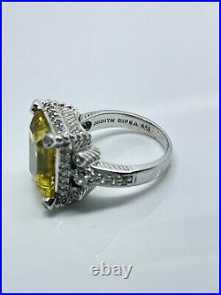 Judith Ripka Sterling Silver 925 Citrine Ring with Cubic Zirconia CZ Size 9