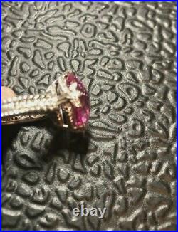 Judith Ripka Sterling Silver 925 DiamonIque Pink Cubic Zirconia Checkboard Sz10