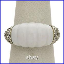 Judith Ripka Sterling Silver 925 White Agate Cubic Zirconia Ring Size 8