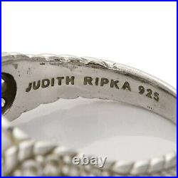 Judith Ripka Sterling Silver 925 White Agate Cubic Zirconia Ring Size 8