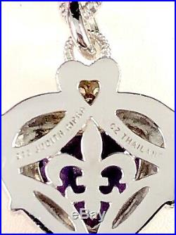 Judith Ripka Sterling Silver Amethyst Cubic Zirconia Heart Pendant Enhancer