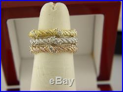Judith Ripka Sterling Silver And Cubic Zirconia Cable Trio Band Rings Sz 5