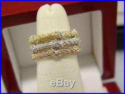 Judith Ripka Sterling Silver And Cubic Zirconia Cable Trio Band Rings Sz 5