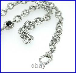Judith Ripka Sterling Silver Black Onyx & Cubic Zirconia Cable Link Necklace 18