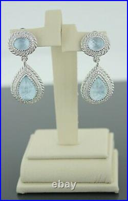 Judith Ripka Sterling Silver Blue Topaz & Cubic Zirconia Earrings