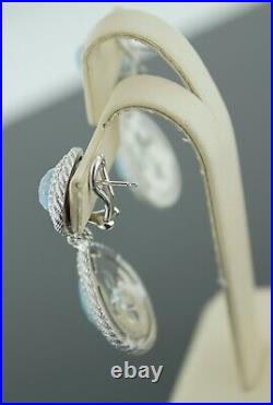 Judith Ripka Sterling Silver Blue Topaz & Cubic Zirconia Earrings
