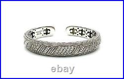 Judith Ripka Sterling Silver Cubic Zirconia Cuff Bracelet. 7-1/4