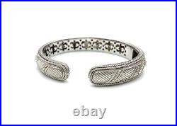 Judith Ripka Sterling Silver Cubic Zirconia Cuff Bracelet. 7-1/4