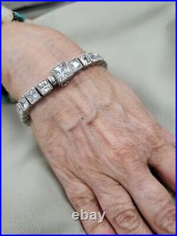 Judith Ripka Sterling Silver Cubic Zirconia Princess Cut Tennis Bracelet