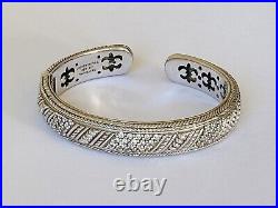 Judith Ripka Sterling Silver Cubic Zirconia Row Hinged Cuff Bangle Bracelet