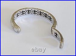 Judith Ripka Sterling Silver Cubic Zirconia Row Hinged Cuff Bangle Bracelet