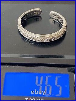 Judith Ripka Sterling Silver Cubic Zirconia Row Hinged Cuff Bangle Bracelet