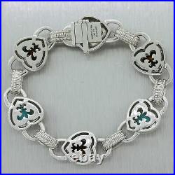 Judith Ripka Sterling Silver Cubic Zirconia Turquoise Tigers Eye Heart Bracelet
