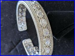 Judith Ripka Sterling Silver Cubic Zirconia hinged cuff bracelet RARE