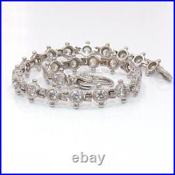 Judith Ripka Sterling Silver DQ CZ Tennis Link Bracelet LLI3