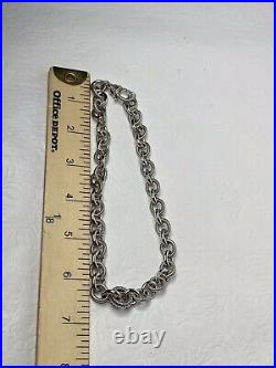 Judith Ripka Sterling Silver Heavy Large Rolo Cable Link Necklace Cubic Zerconi