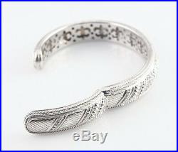 Judith Ripka Sterling Silver Hinged Cuff Bracelet Cubic Zirconia Great Condition